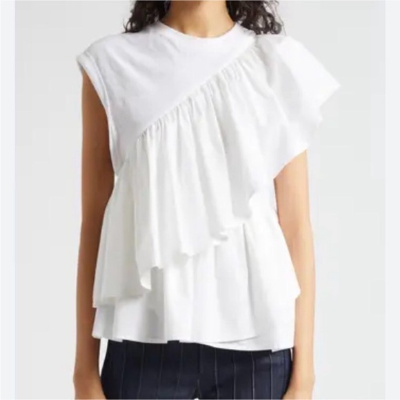 5 a 7 cinq a sept White Ruffled Women's Top Size S - Picture 4 of 13